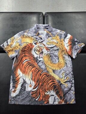 WACKO MARIA The Guilty Parties Tiger Dragon Loop Collar Button Shirt Men's XL